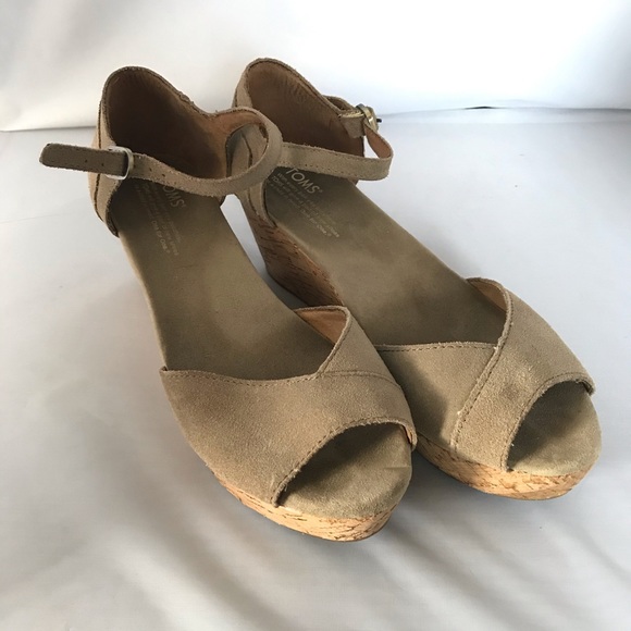 Toms suede wedge sandals 8.5 - Picture 2 of 7